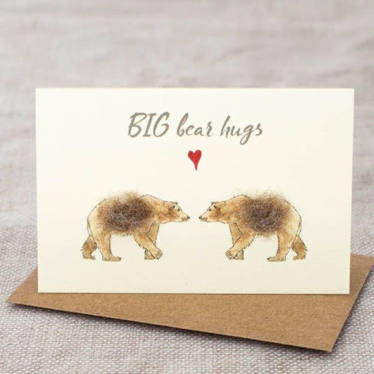 Papersheep UK - Bear Hugs Mini Card with Wool | Love Card | 3D Greeting Card
