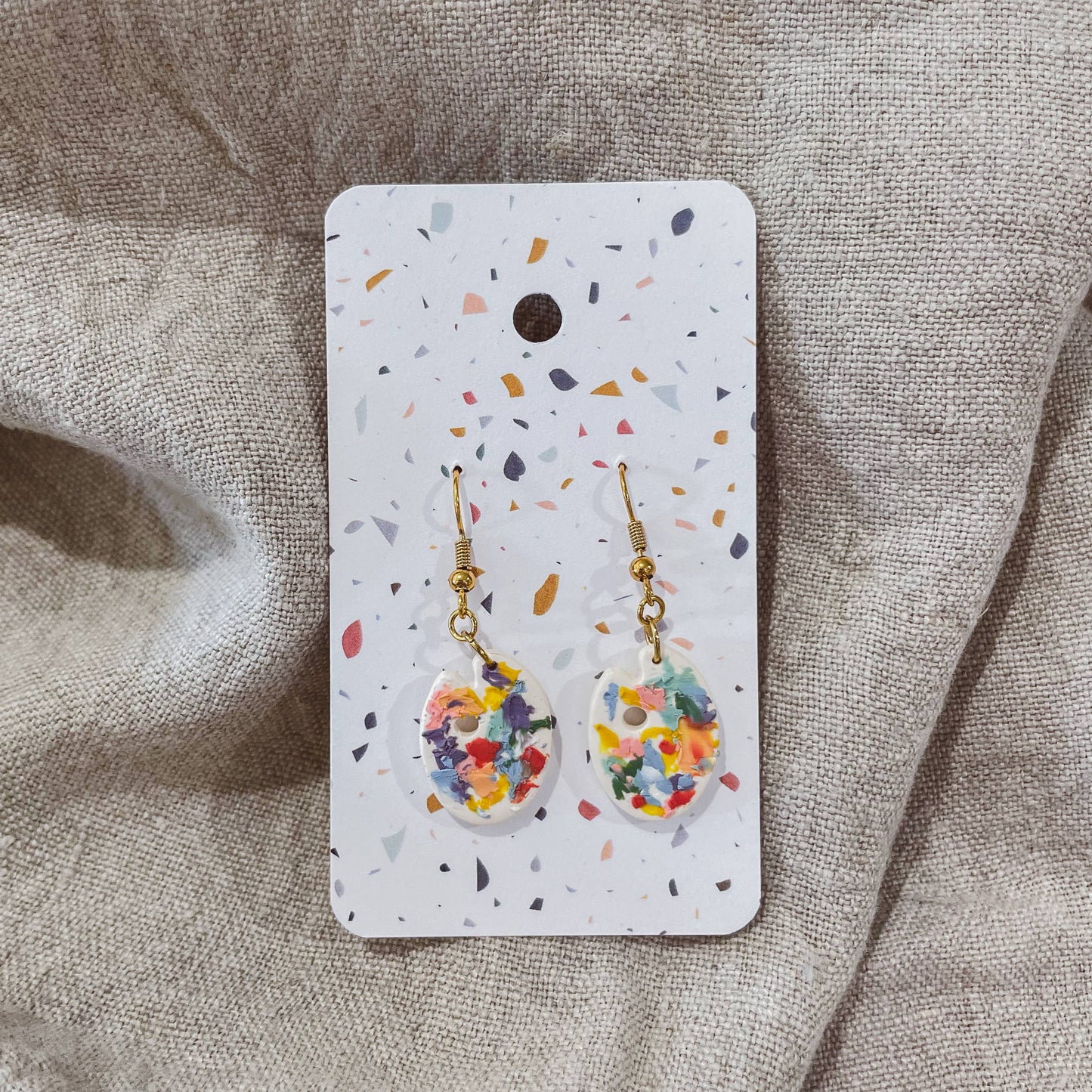 Sydni Carlson Art - Artist Messy Paint Palette Earrings: Dark Brown