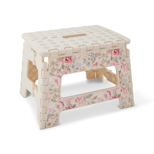 Core Home - 9" Printed Foldable Step Stool - Pink Botanical