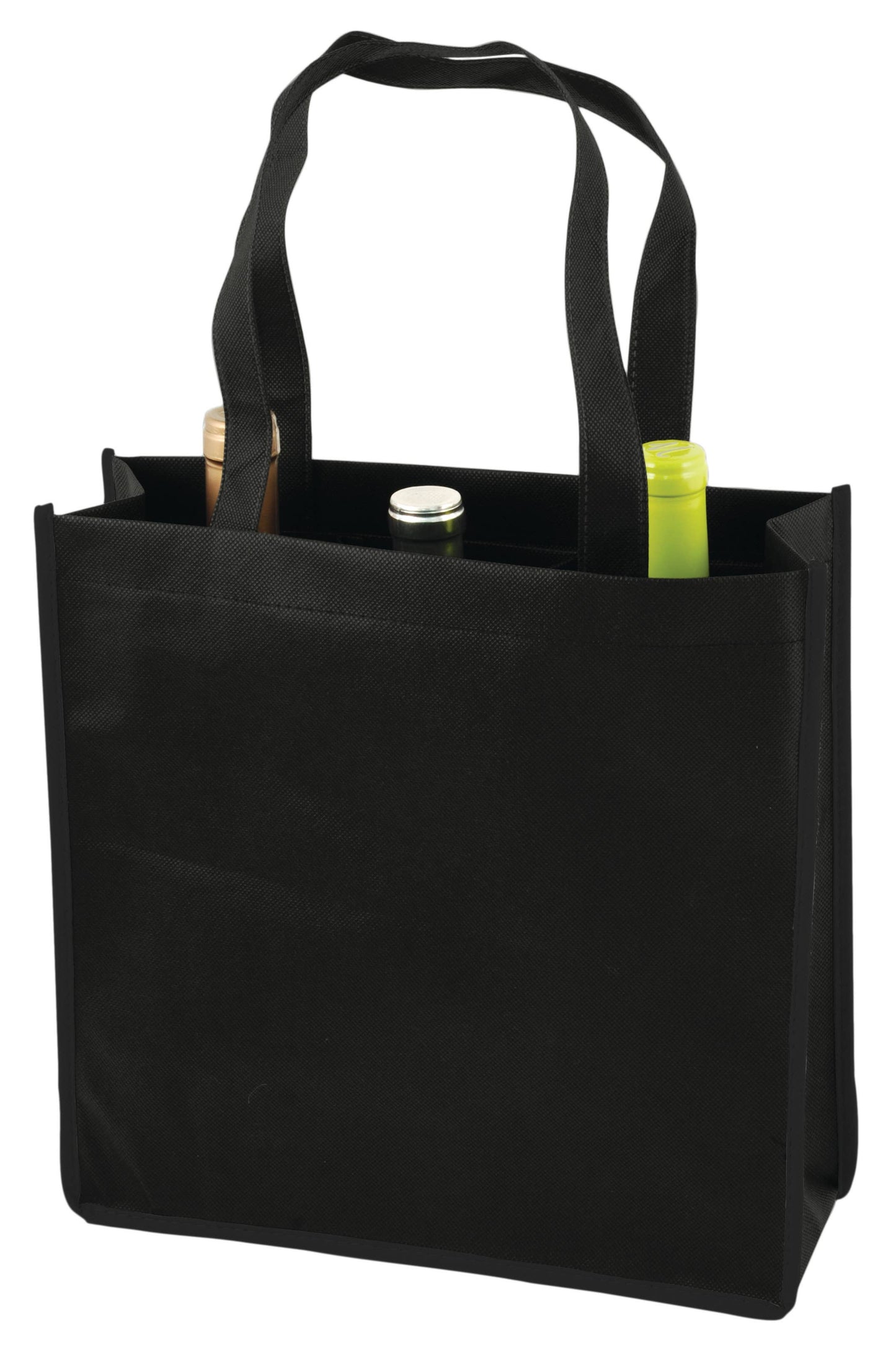 TRUE - Reusable Non-Woven Wine Bottle Tote- Black - ASSORTED SIZES: 1 - Bottle
