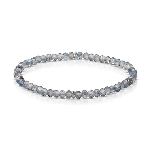 My Fun Colors - Mini Crystal Beaded Stretch Bracelet | So Many Great Colors!: Ice Blue+Silver Accent (MC808S)
