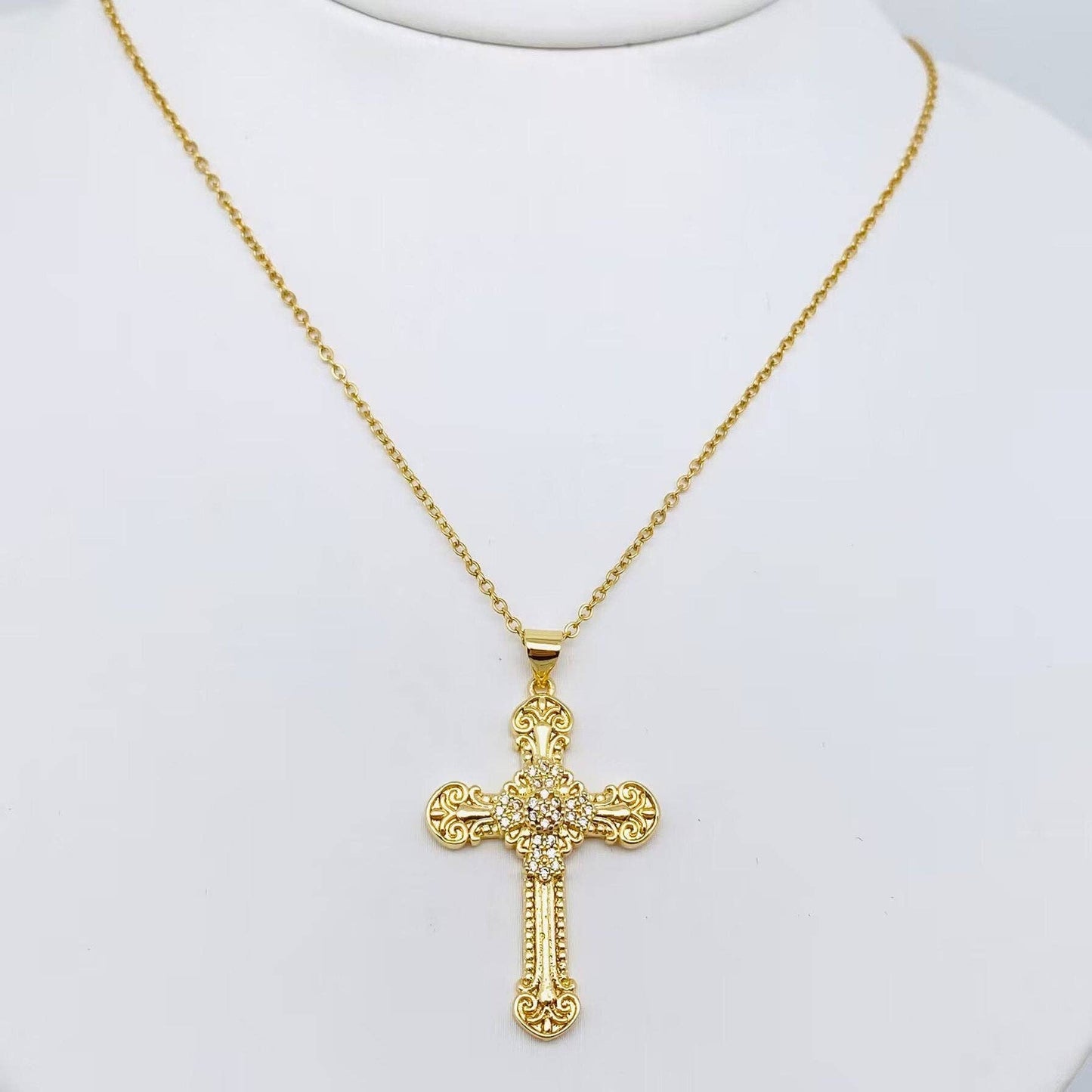 Mio Queena - Multi-Style Inlaid Cubic Zirconia Cross Pendant Necklace: 4#