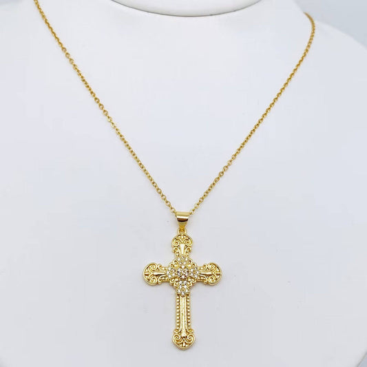 Mio Queena - Multi-Style Inlaid Cubic Zirconia Cross Pendant Necklace: 2#