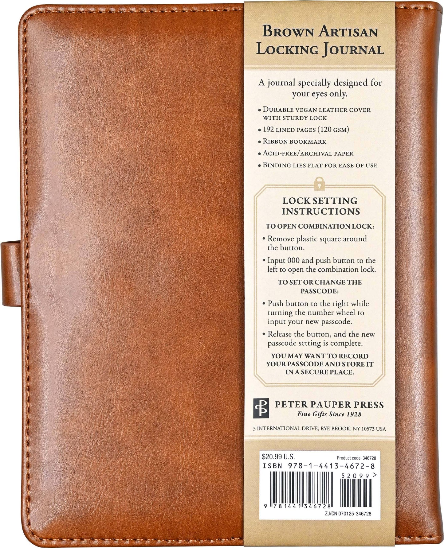 Peter Pauper Press - Brown Artisan Locking Journal