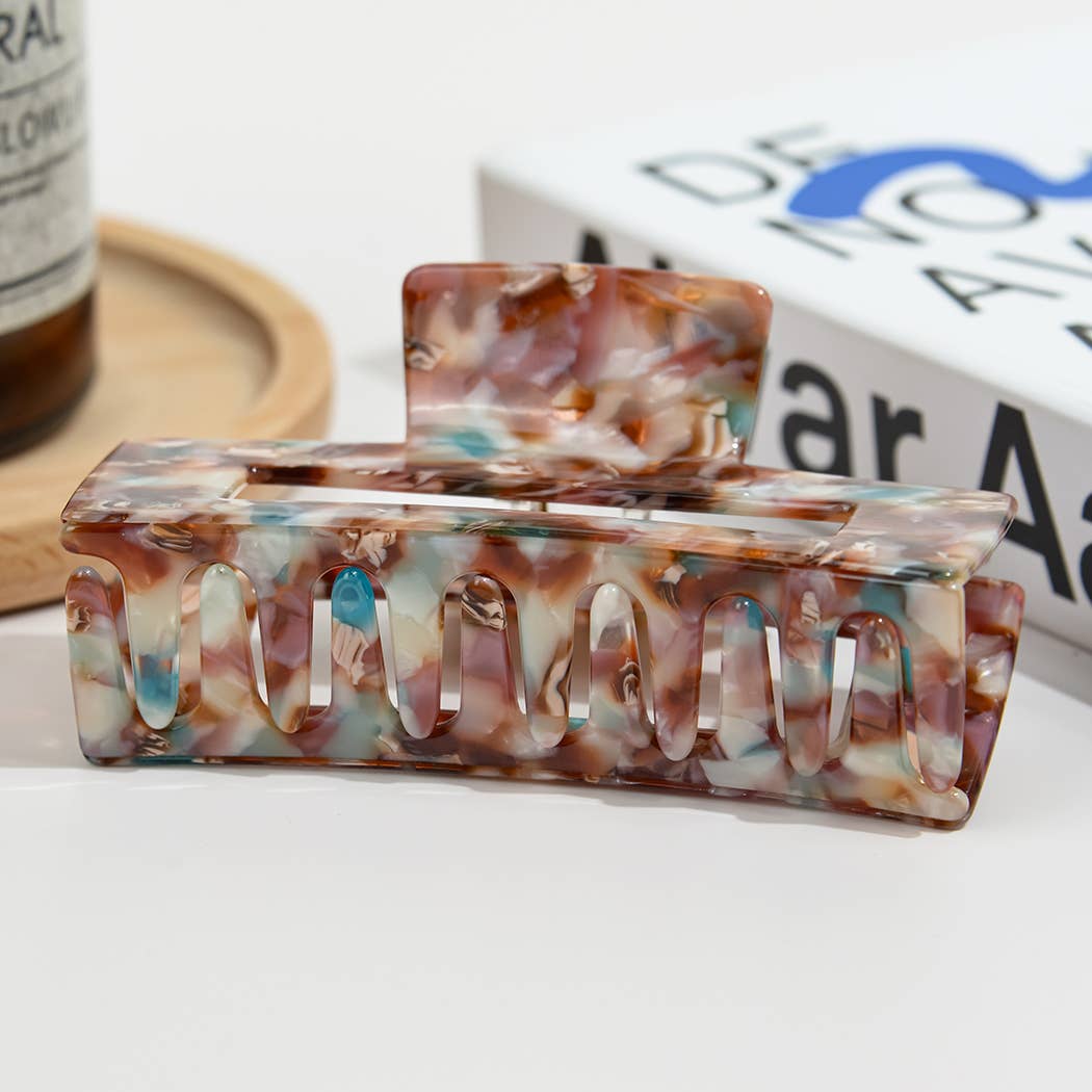 TheDivaSoap - Vintage Oversized Square Acetate Claw Clip, Eco-Friendly: Off-white