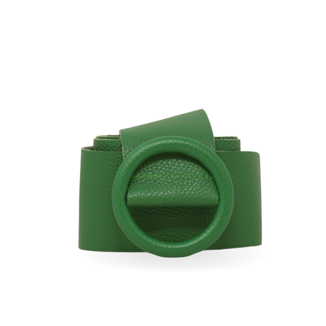 German Fuentes Handbags - CINT-06 CIRCULAR BUCKLE LEATHER BELT: Camel