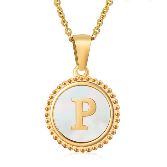 ACCITY - 18K GOLD STAINLESS STEEL SHELL LETTER NECKLACE_CWAJE0686: TYPE16 / (OS) 2