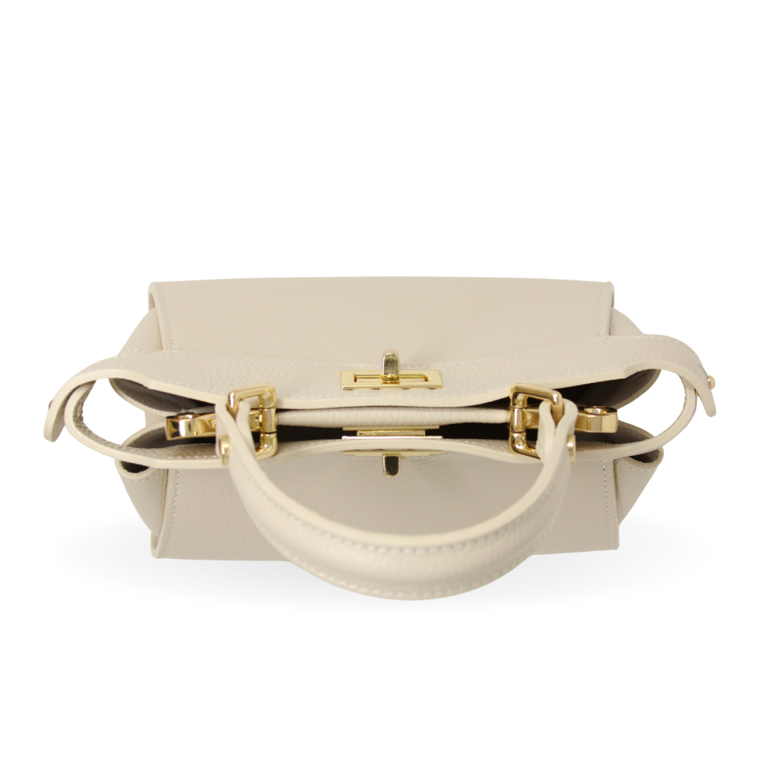 German Fuentes Handbags - GF0823 GENUINE ITALIAN LEATHER HANDLE AND CROSSBODY BAG: CAMEL