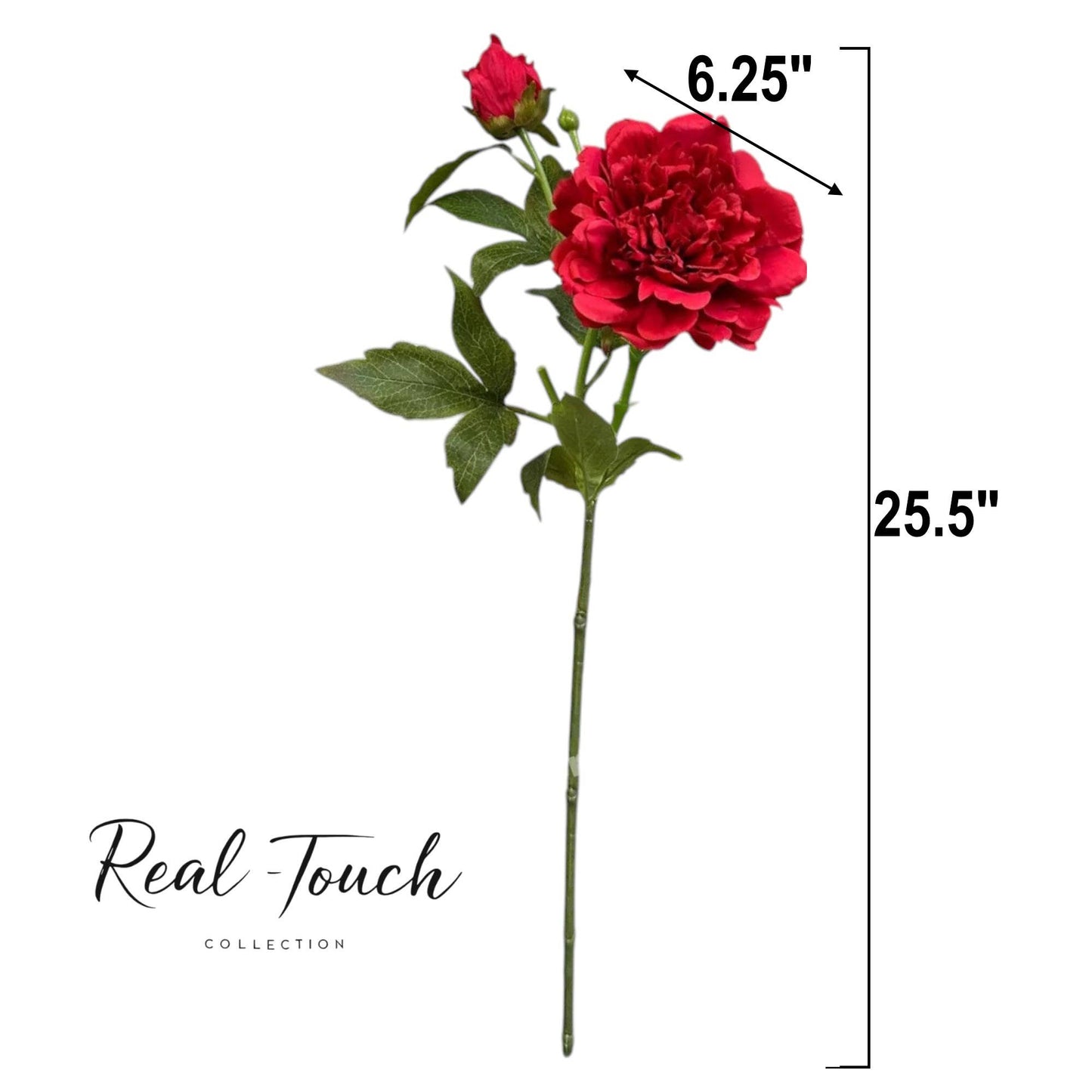Angel Isabella - 25.5"- Real Touch Peony Stem-2 Blooms: Hot Pink