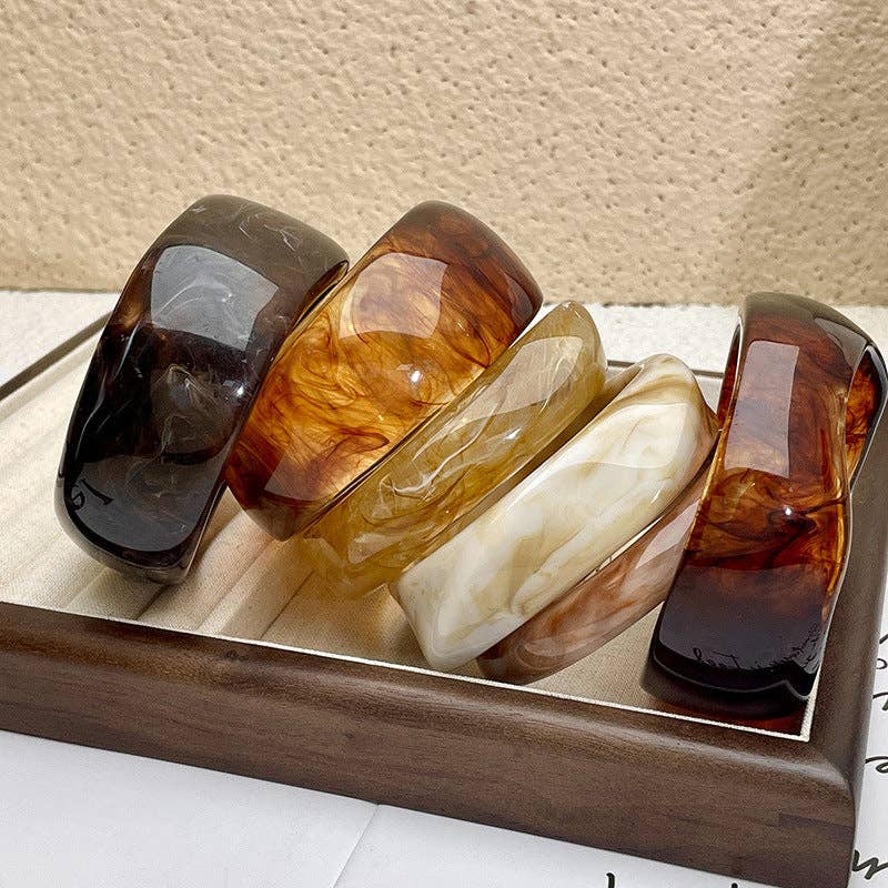 Dipped Shop - Vintage Irregular Acetate Wide Cuff Bracelet DP25D714: D Amber