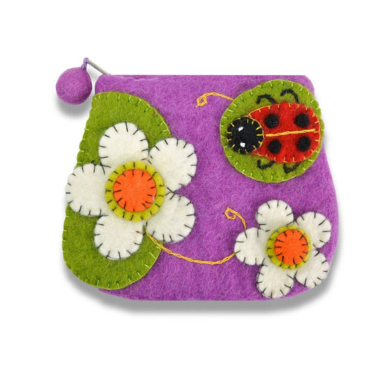 BNB Crafts Inc. - Lady Bug with Flower Coin Purse: Purple
