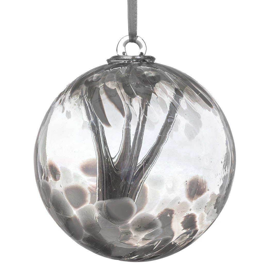 Sienna Glass - 10cm Spirit Ball - Wedding - Pastel Silver