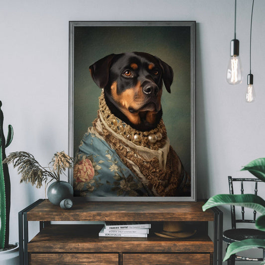 Ink & Drop - Rottweiler Dog Portrait Print: 11 ¾ x 15 ¾ in | 30x40 cm / Matte