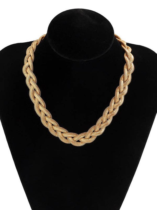 Elanora - Adjustable Snake Chain Choker Necklace: GOLD / Adjustable