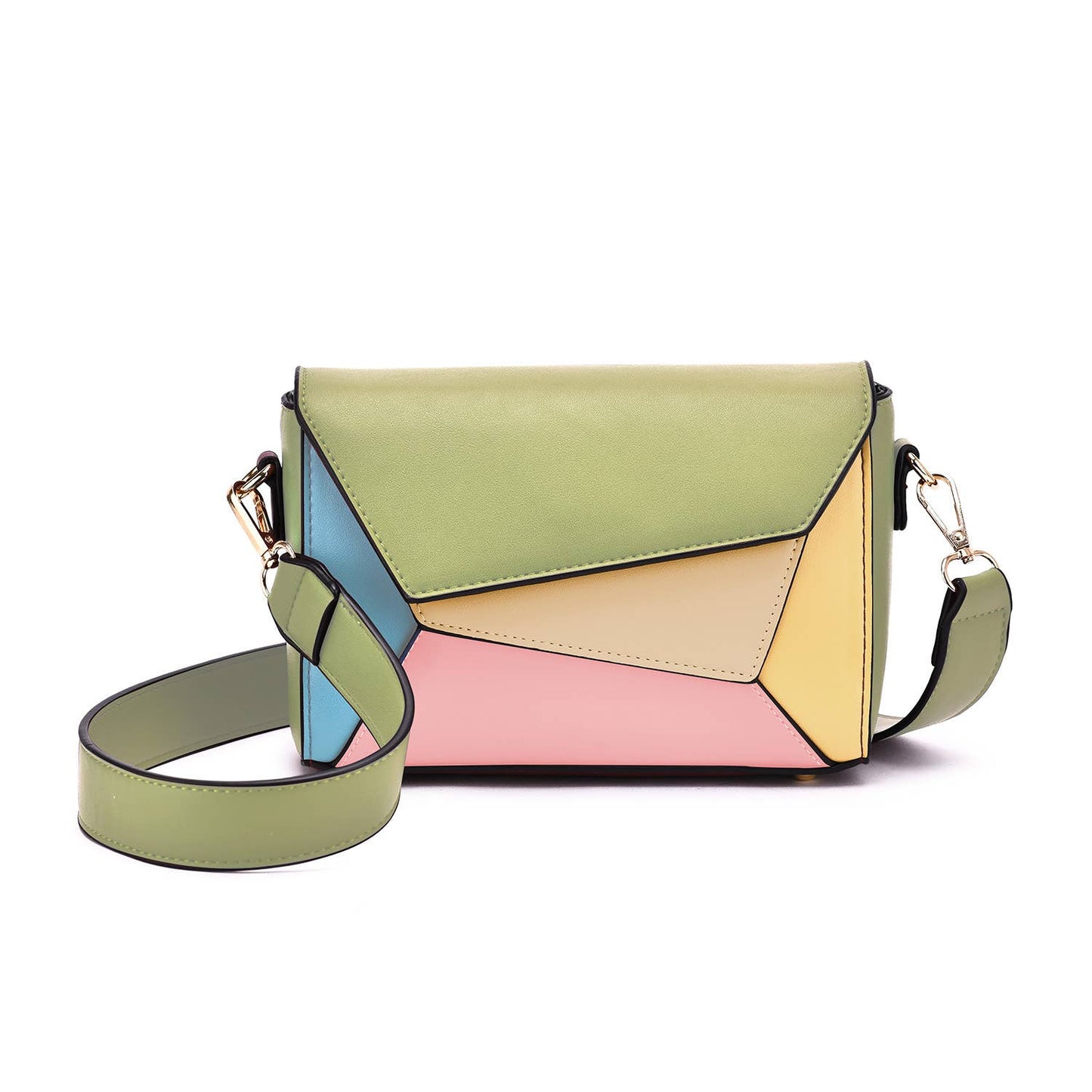 Mellow World - Sylvie Tonal Structured Flap Crossbody: Multi Black