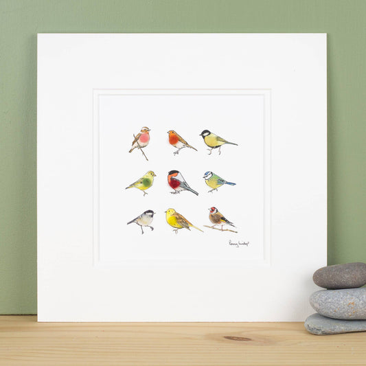 Papersheep UK - Garden Birds Art Print with Wool Finish | Square Art Print