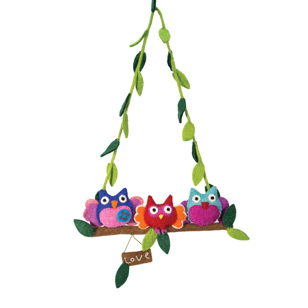 BNB Crafts Inc. - Felted Owl with Leaves Wall Hanging: Assorted colors