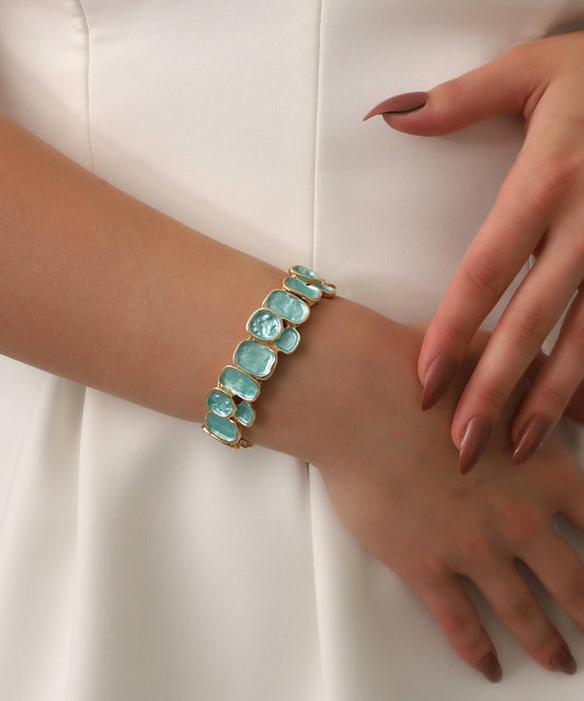 BUBU BY TEKIN SHOP - Gold Plated Green Women Bracelet