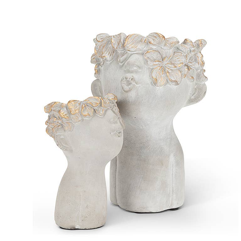 Abbott - Lg Kissing Face Planter w/Gold-10"H-551