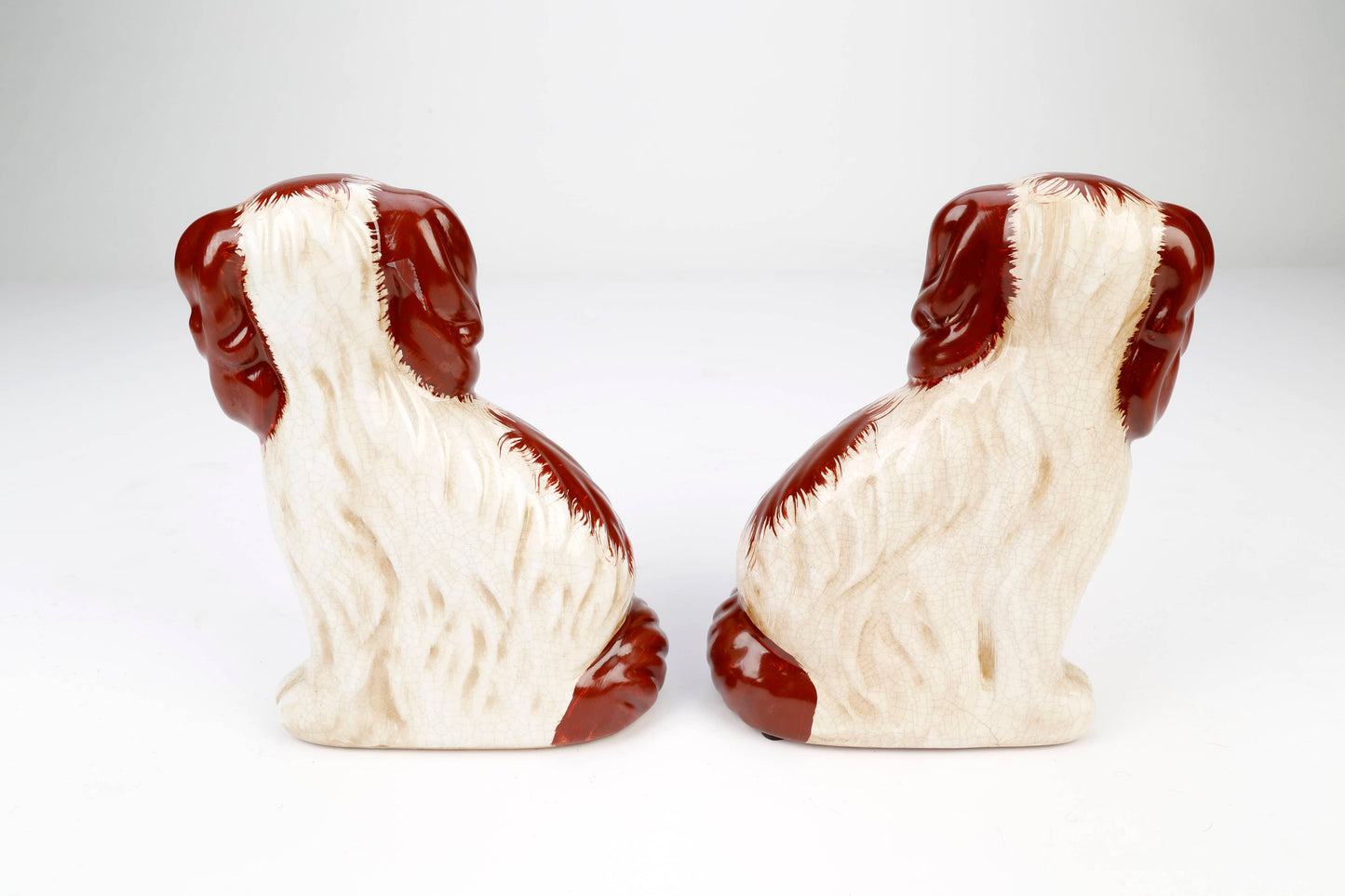 AA Importing - Staffordshire Dog Pair with Flower Baskets, Brown Finish