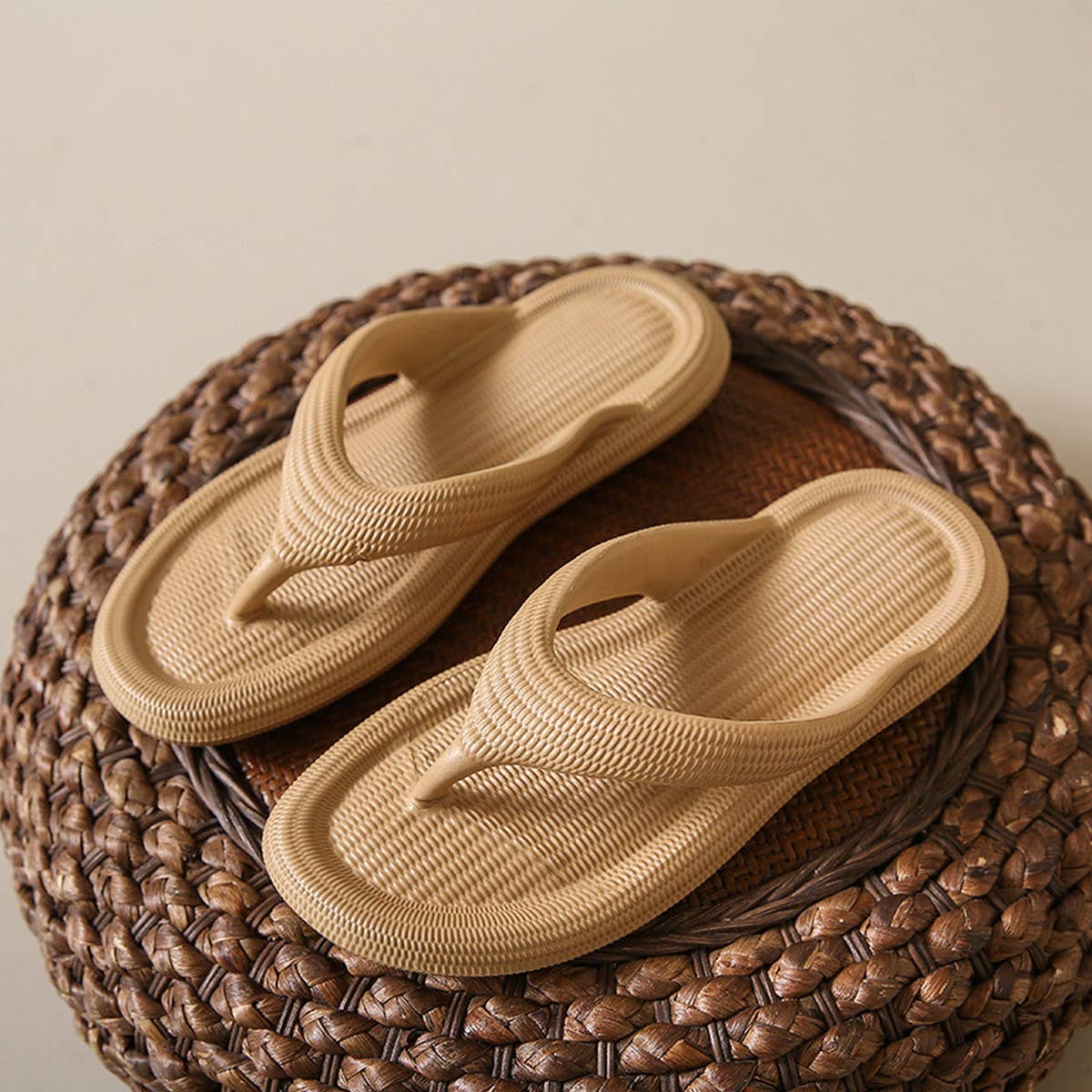 ACCITY - EVA SOLID COLOR FLIP-FLOPS SUMMER BEACH SLIPPERS_CWSHS0690: Black / (6) 1