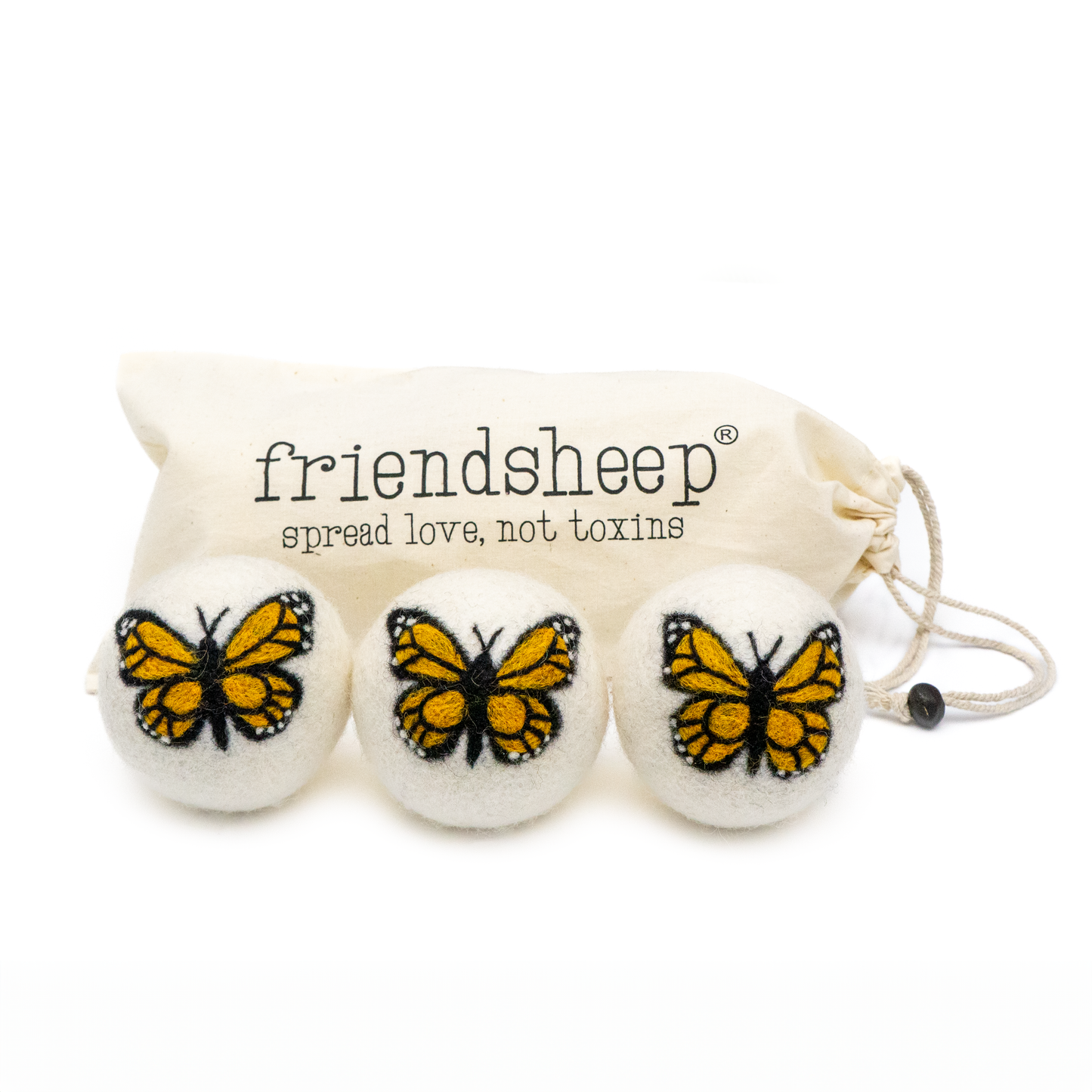 Friendsheep - Monarch Butterfly Eco Wool Dryer Balls: PACKAGE FREE