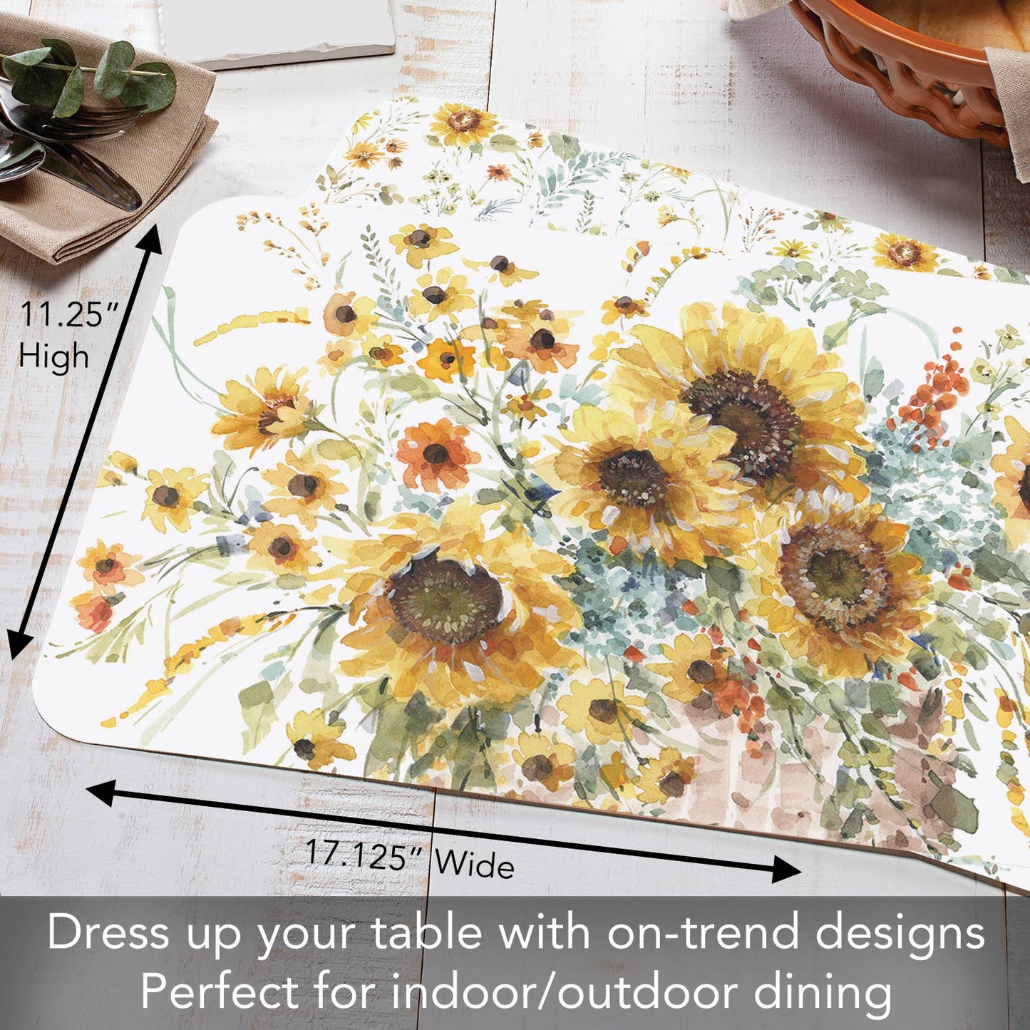 CounterArt/Highland Home/Thirstystone - Sunflowers Forever Reversible Rectangular Plastic Placemat