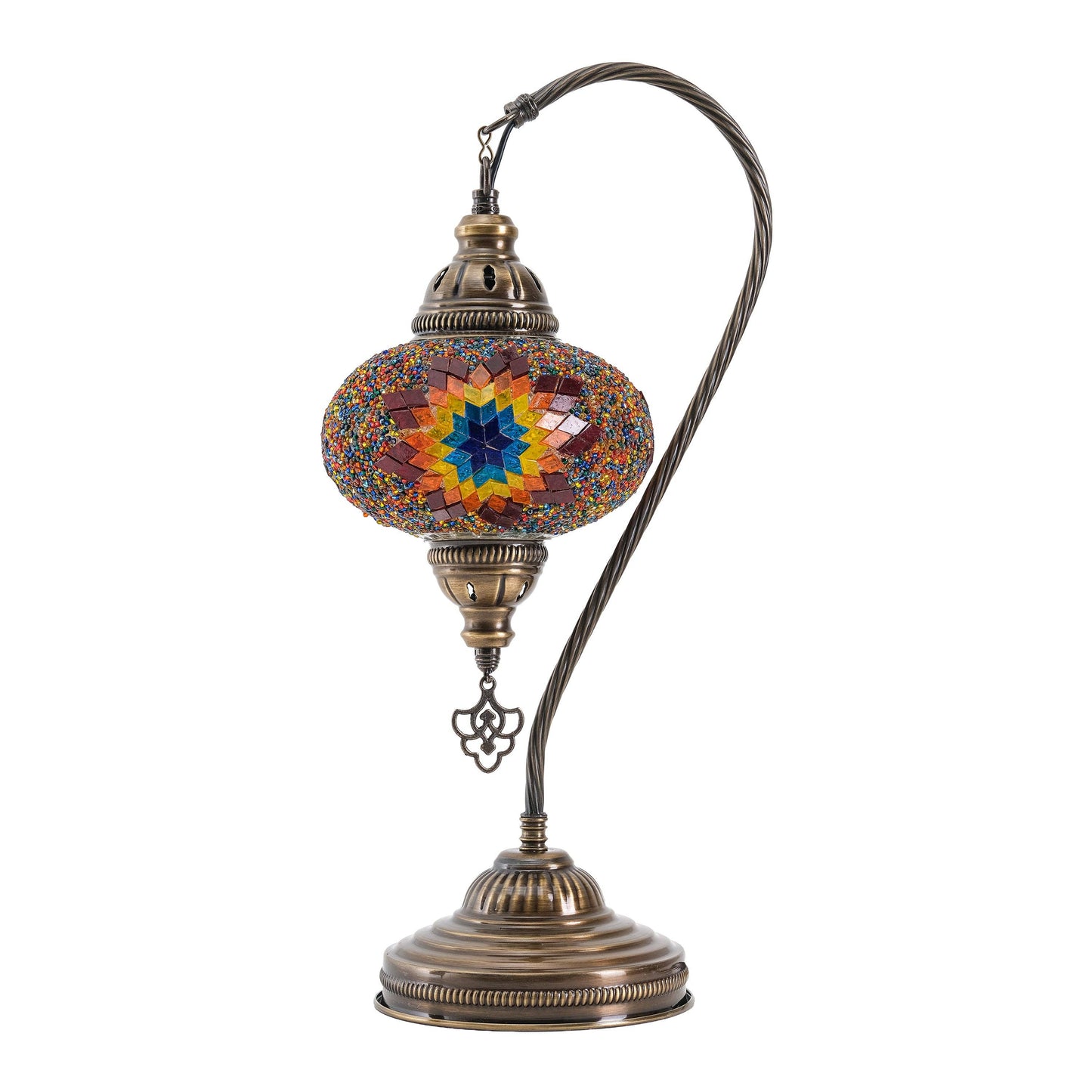 Mozaist LLC - Mozaist Handmade Turkish Mosaic Swan Table Lamp Fire Design