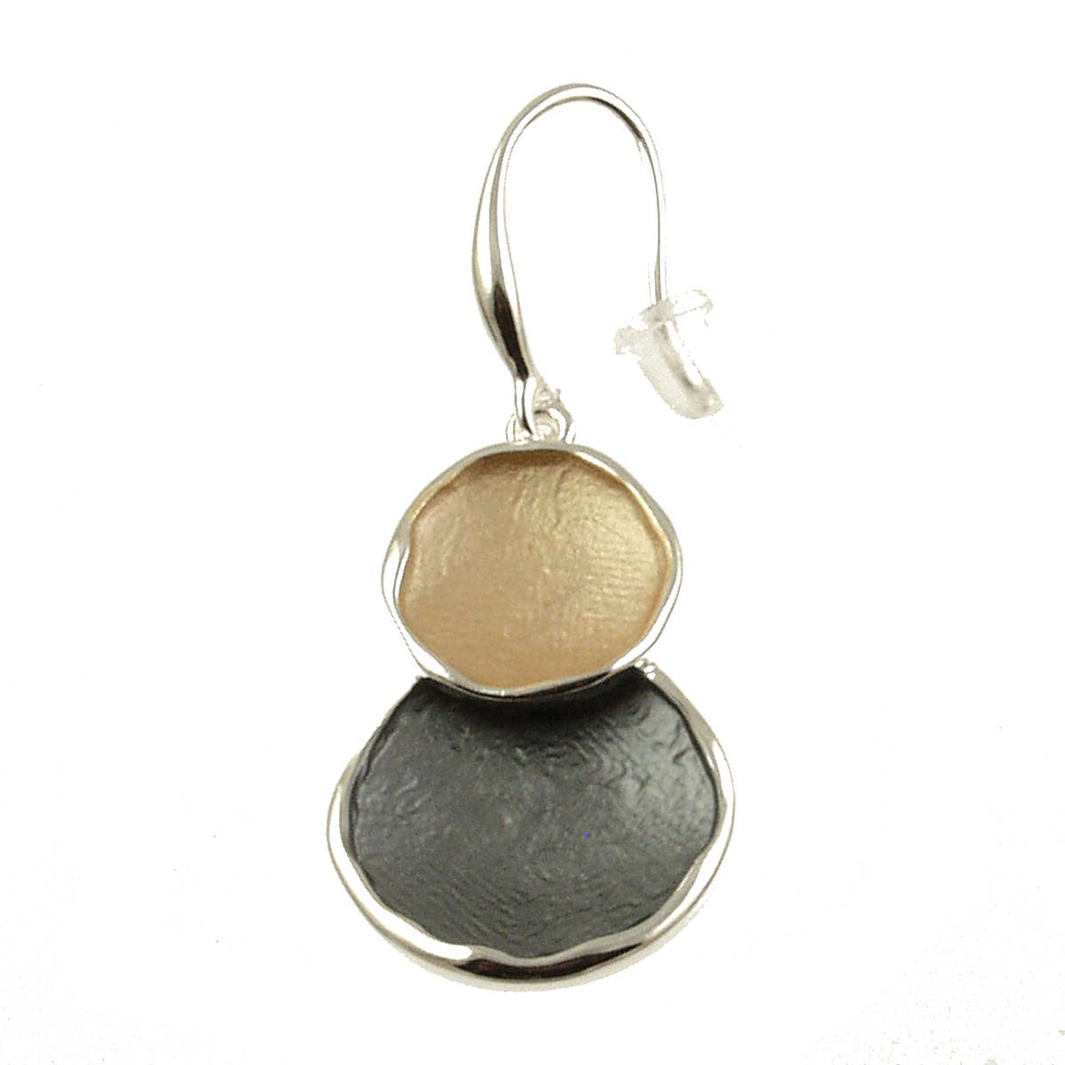 Origin Jewelry - Double Circle Overlay Earrings: Silver Green