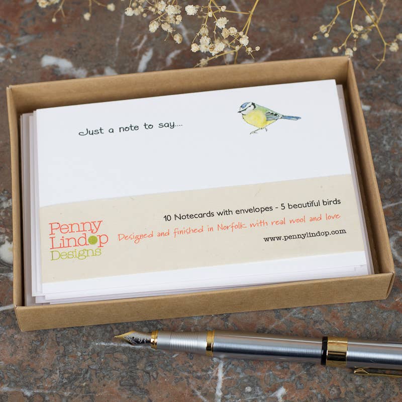 Papersheep UK - Garden Birds Notecards Box of 10 | Hand Applied Wool Finish
