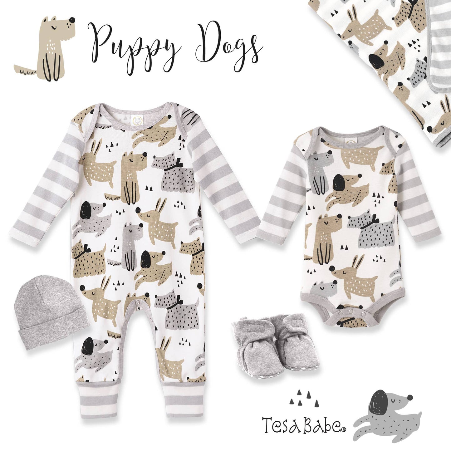 Tesa Babe - Baby Boy Puppy Dogs Cotton Romper - Open Stock: 6-12M
