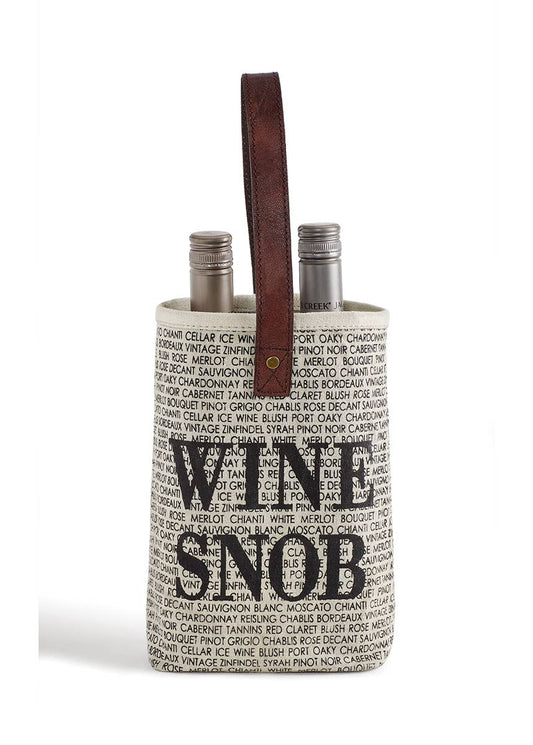 Mona B. - Wine Snob Up-Cycled Canvas Double Wine Bag M-5119