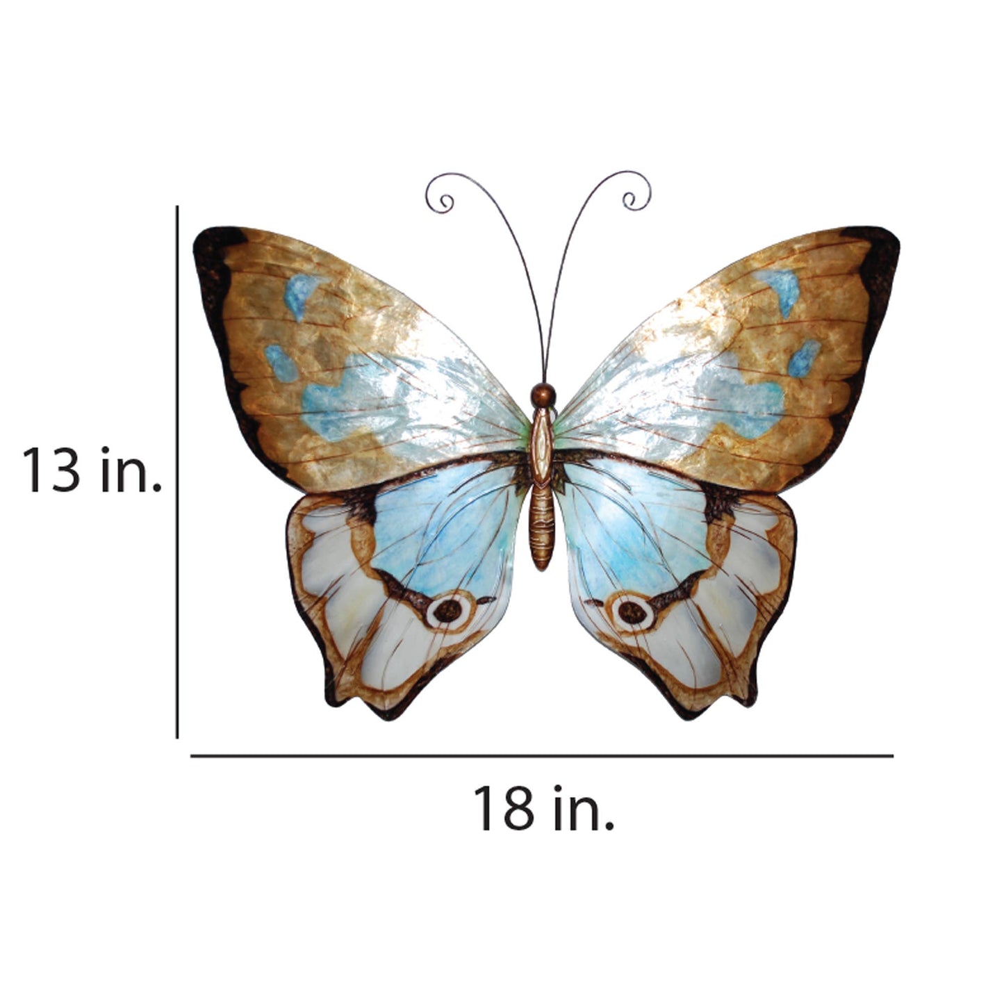 Eangee Home Design - Butterfly Wall Decor Copper With Aqua, w/ Capiz-Outdoor Safe