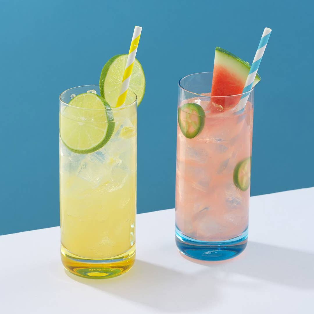 JoyJolt - JoyJolt Hue Colored Highball Drinking Glasses - Set of 6