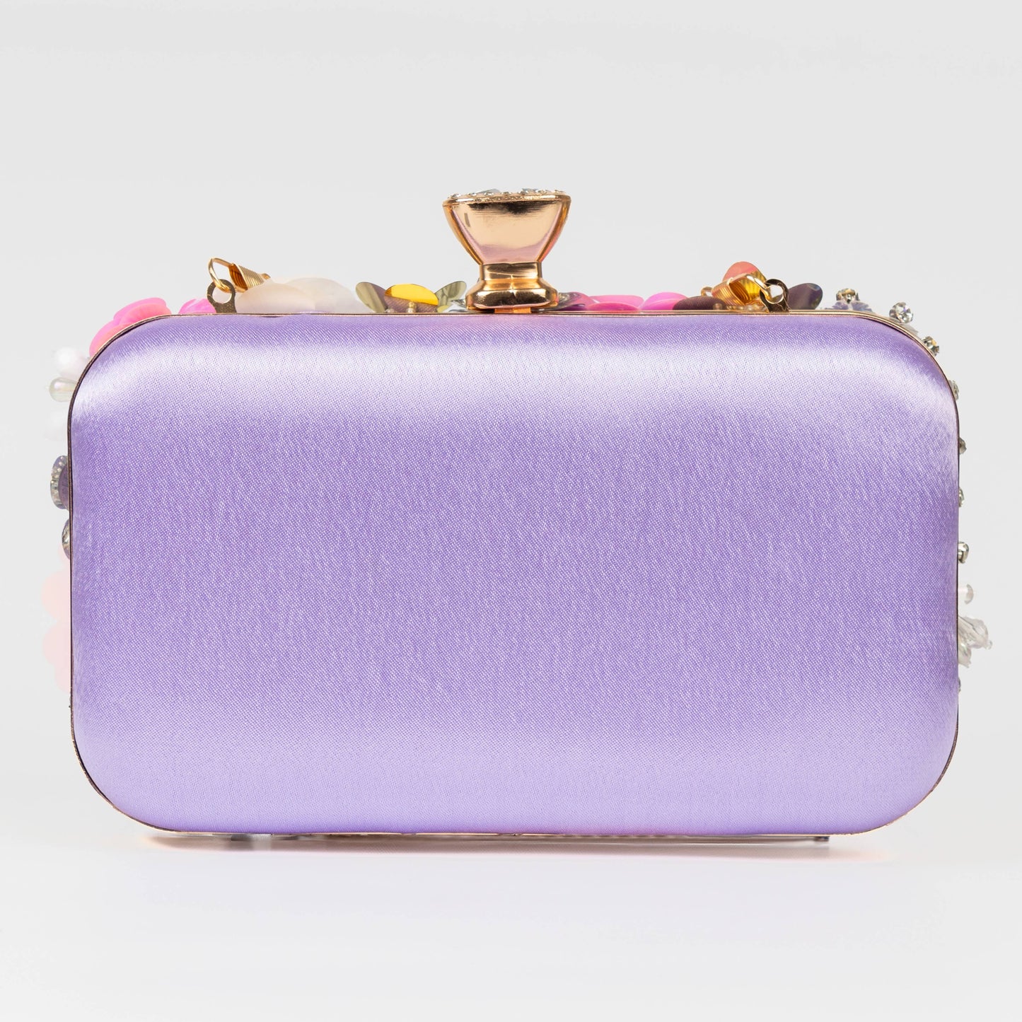 PEACH ACCESSORIES - K020 Floral Embellished Clutch Bag: Lilac