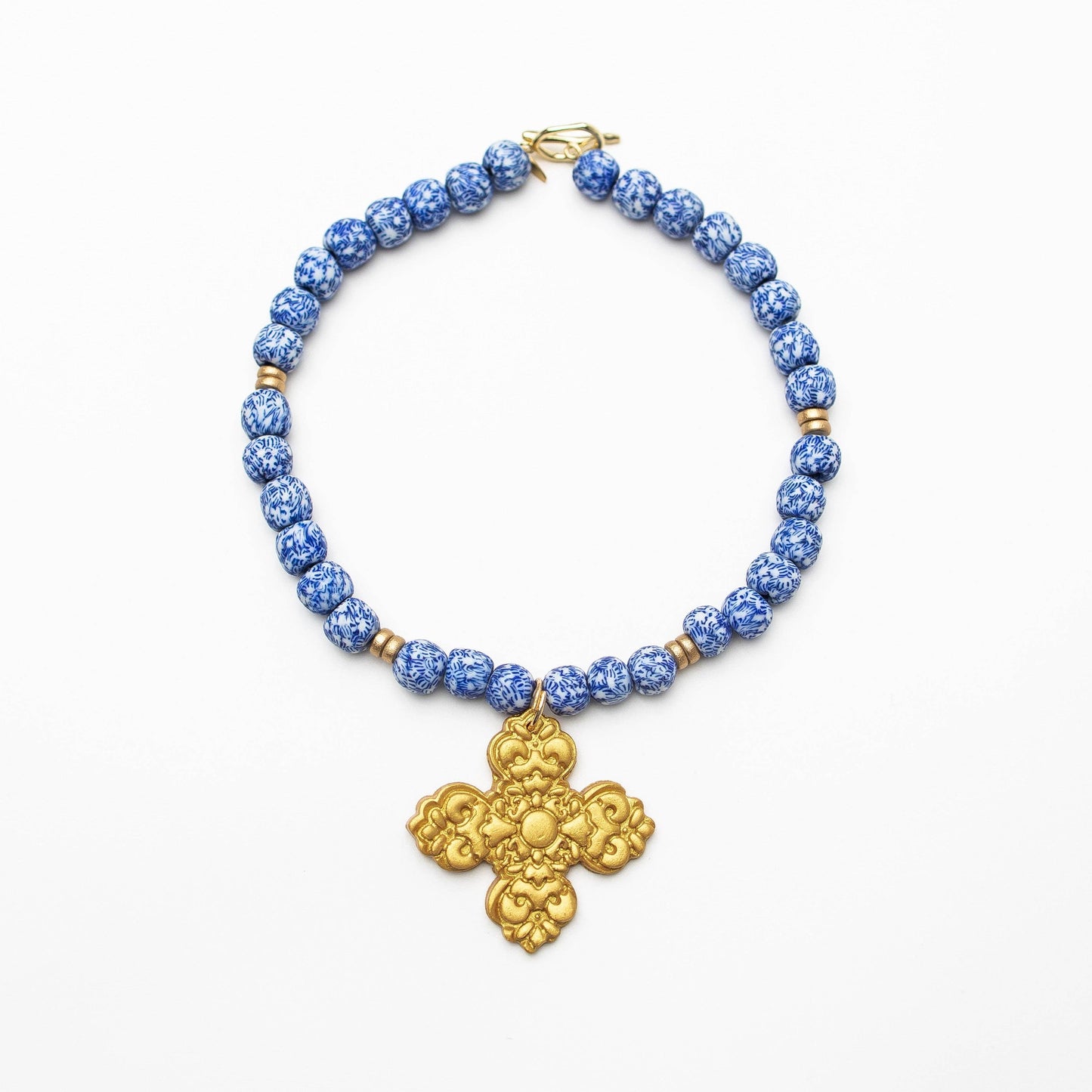 Hidden Truth Jewelry - Blue and White Glass with Andrea Cross