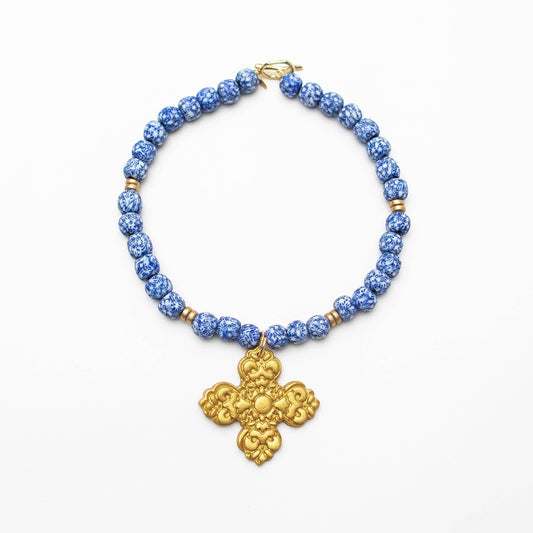 Hidden Truth Jewelry - Blue and White Glass with Andrea Cross