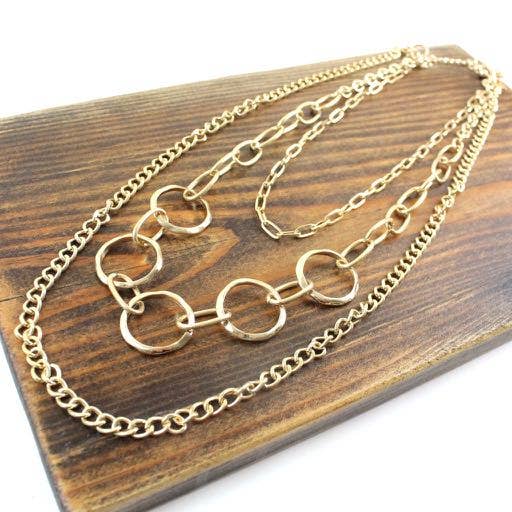 Pretty Persuasions - N20111 3-Layer Bold Chain Link Necklace: 01 GD