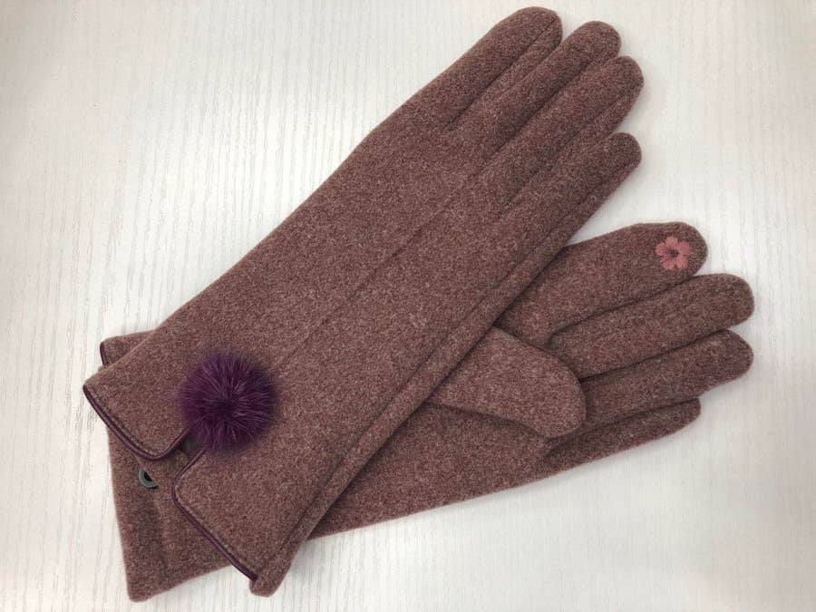Pretty Persuasions - A20028 Gloves with Mini Pom Pom: 06 D Charcoal