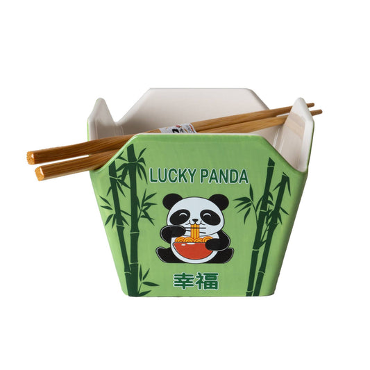Urban Tokyo - 16oz 5"W x 4"H Takeout Box Serving Bowl With Chopsticks Panda (1/24)