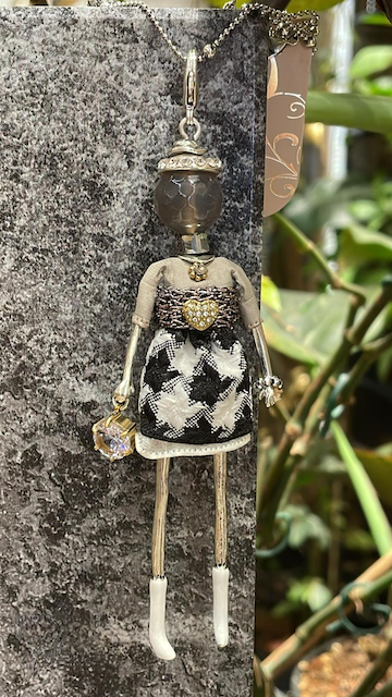 Pretty Persuasions - N23188D Stone Adorned French Doll Stainless Steel Necklace: 03 Teal Sequins