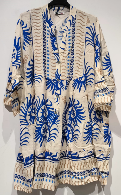 LOOWIE - SVOR1 Royal One Size Italian Floral Short Printed Dress