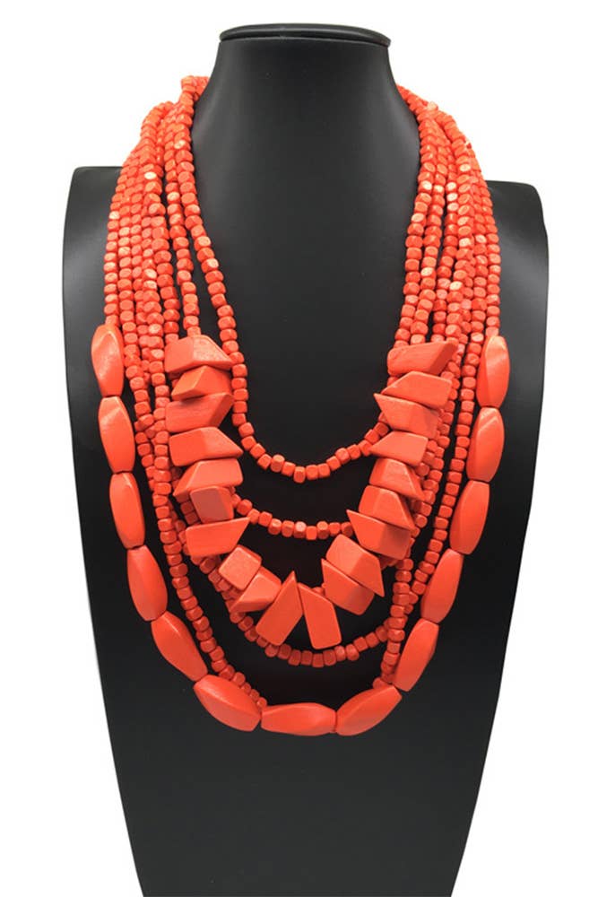 UNISHE - Colorful Wooden Necklace ZK1456: 09 / One Size