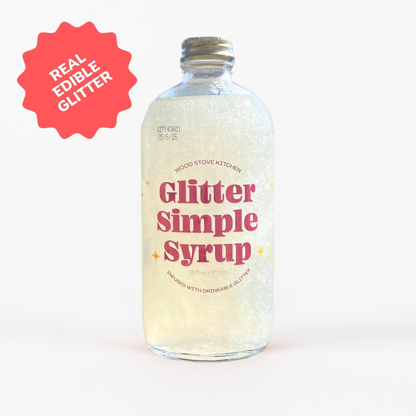 Wood Stove Kitchen - Glitter Simple Syrup, 16 fl oz with Edible Glitter
