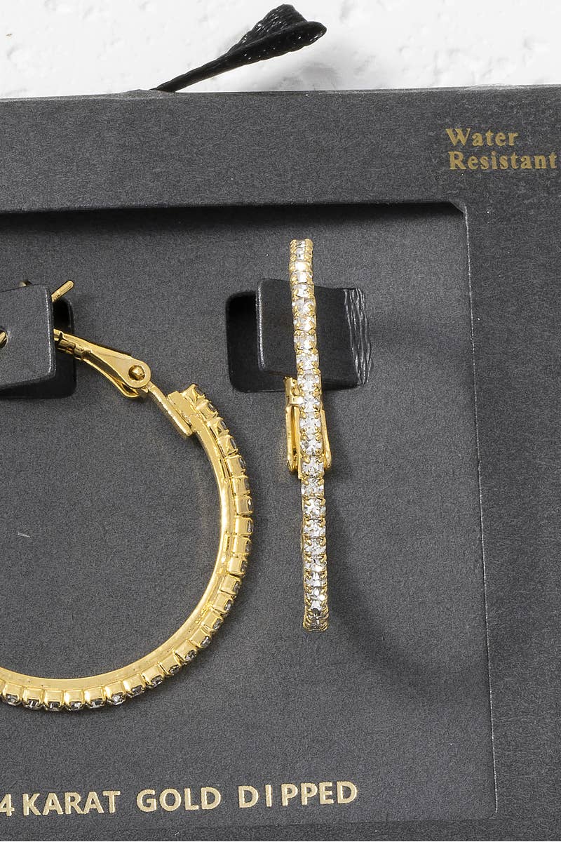The Looks by Fame Accessories - 14K Gold Dipped Cz Inside Out Hoop Earrings: GD