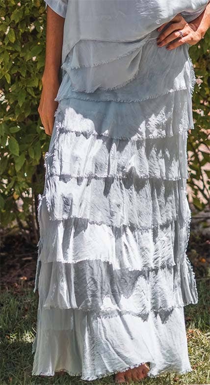 Dance in Paris - Silk Tear Solid Skirt: Sage / One Size