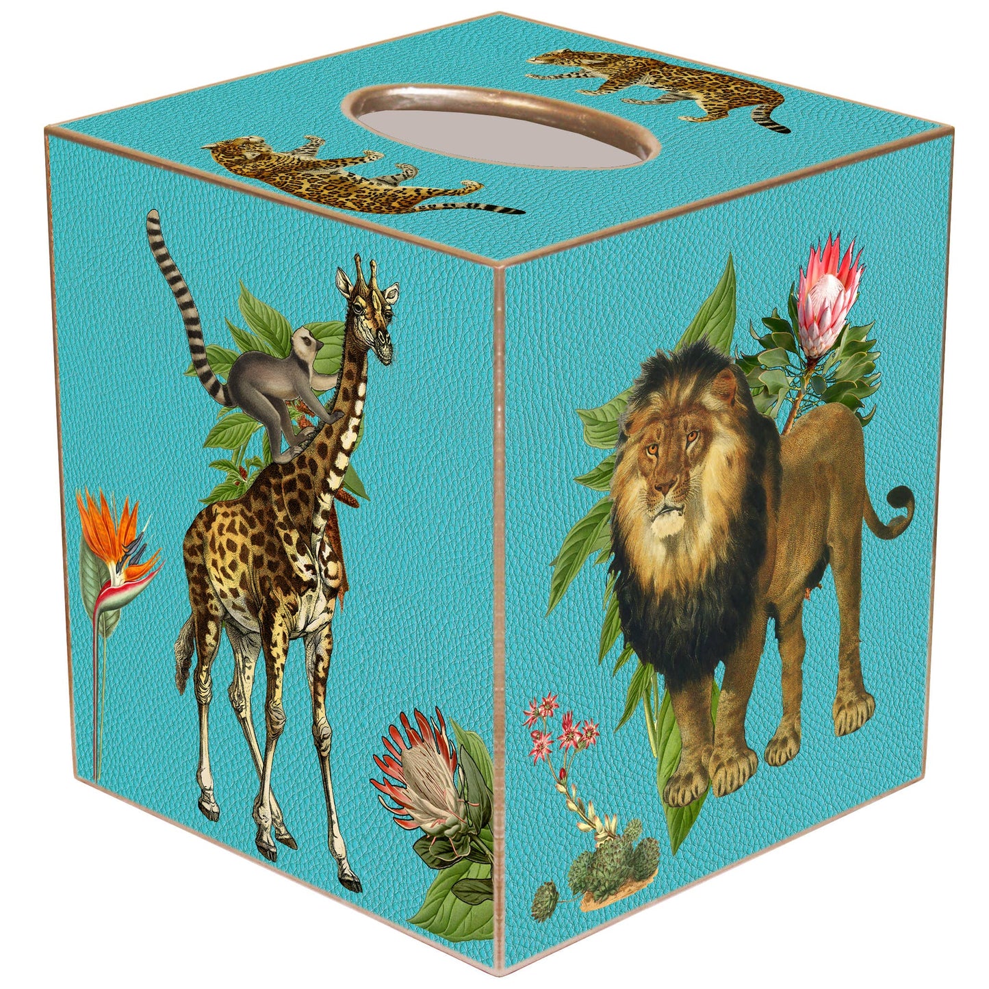 Marye-Kelley - African Obsession Turquoise Tissue Box Cover: Paper Mache
