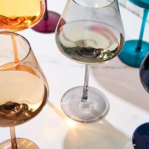 The Wine Savant /  Khen Glassware - Jewel Colored Crystal Wine Glass Set of 6