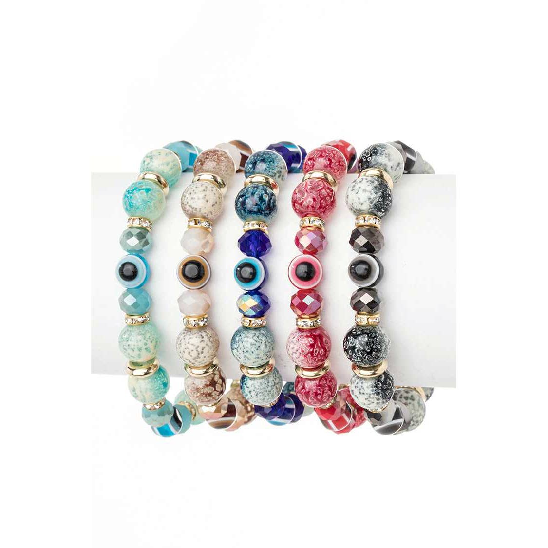 Artini Accessories - Evil Eye Mix Beads Stretch Bracelet Set