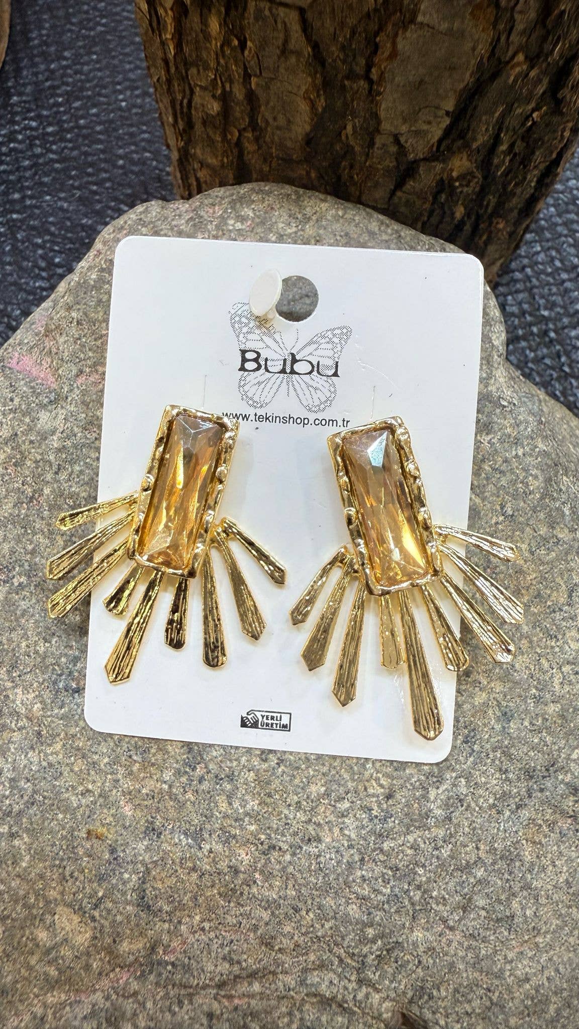 BUBU BY TEKIN SHOP - Sunburst Design EARRİNGS : Pink